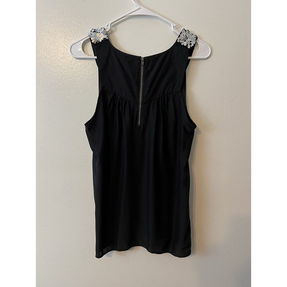 WALTER Women's Sz 2‎ 100% Silk Black Sleeveless Top Sequence Party Old Money - Picture 8 of 12